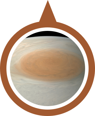 The best known feature of Jupiter is the Great Red Spot, a persistent anticyclonic storm located 22° south of the equator. It is known to have existed since at least 1831, and possibly since 1665.