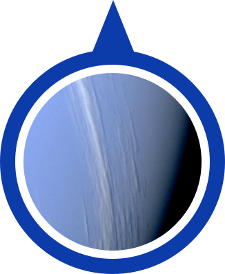 Neptune's atmosphere is 80% hydrogen and 19% helium. A trace amount of methane is also present. Prominent absorption bands of methane exist at wavelengths above 600 nm, in the red and infrared portion of the spectrum.